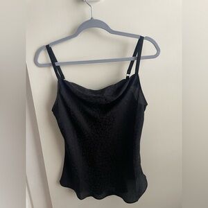 White House Black Market Black Leopard Pattern Strapped Blouse